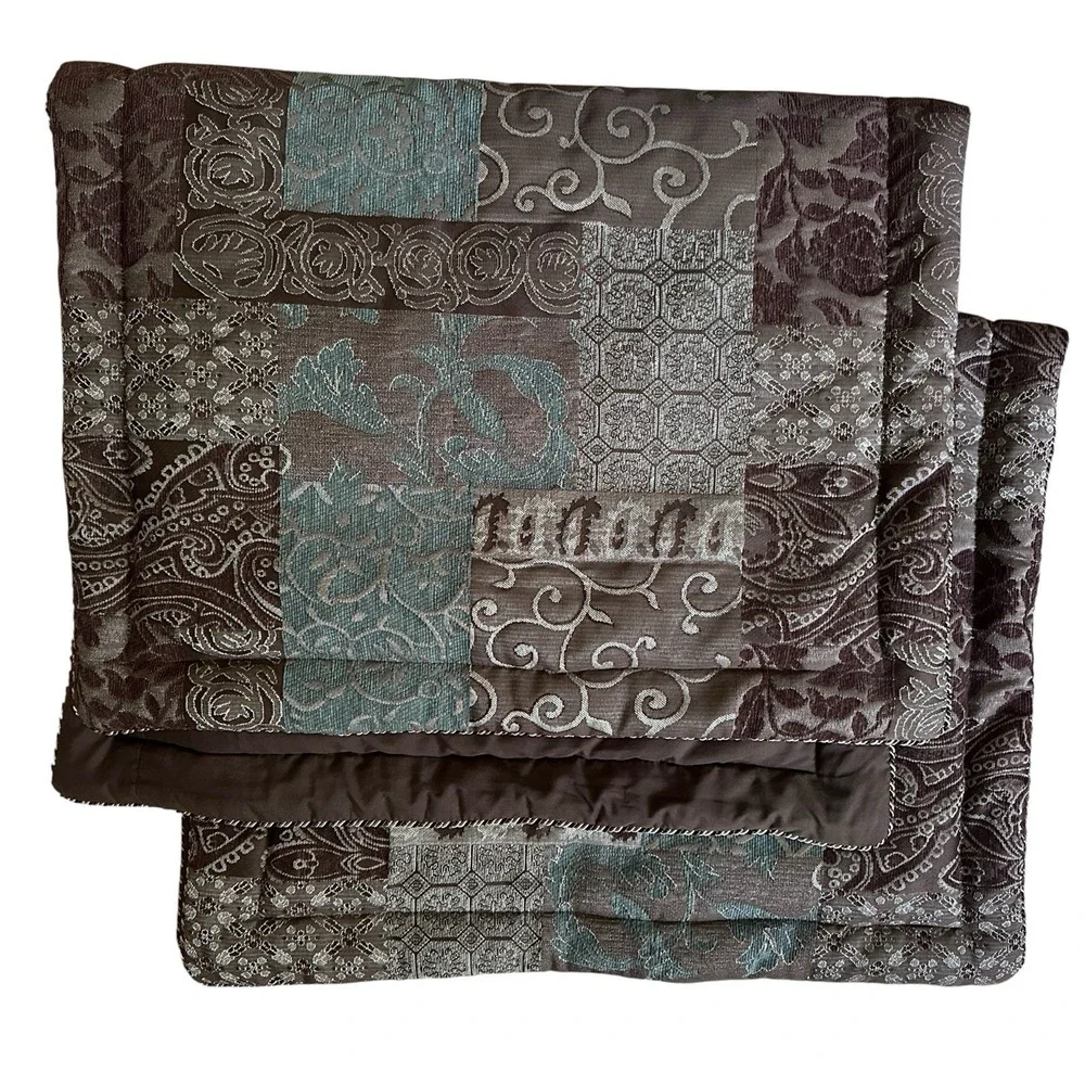 Croscill Home Galleria Quilt Shams 40x25 in California King Brown‎ Teal Set of 2